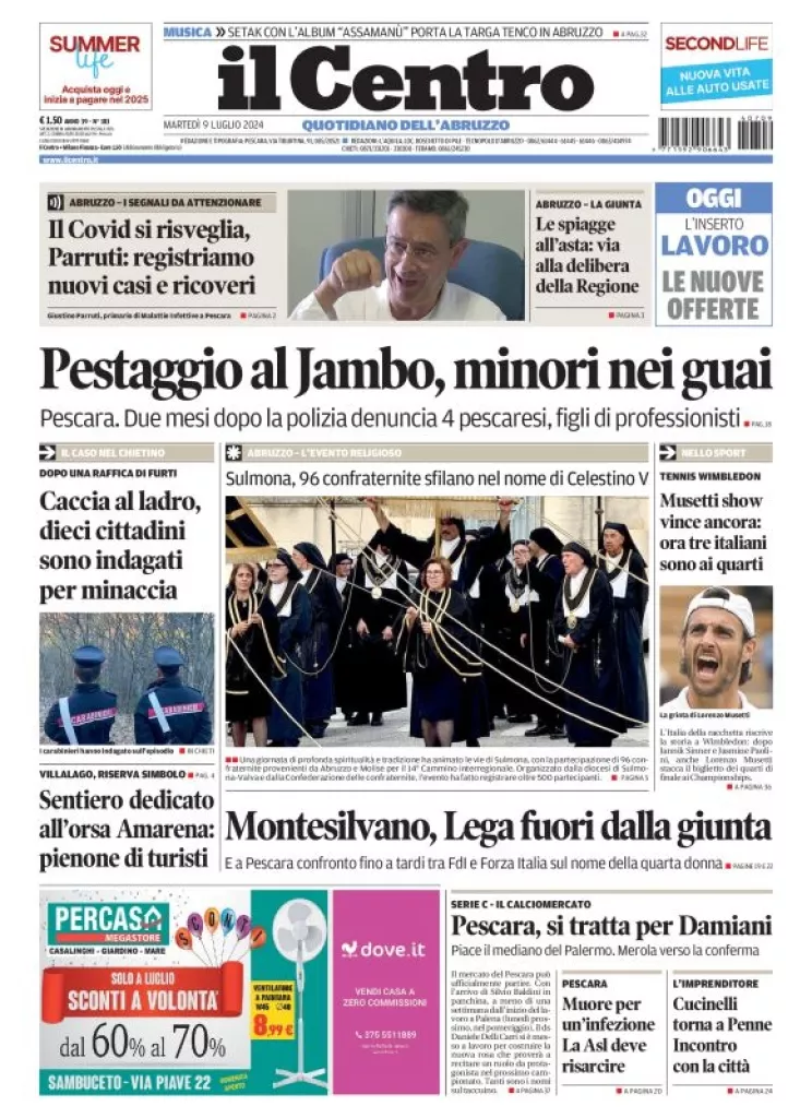 Prima-pagina-il centro-oggi-edizione-del-2024-07-09